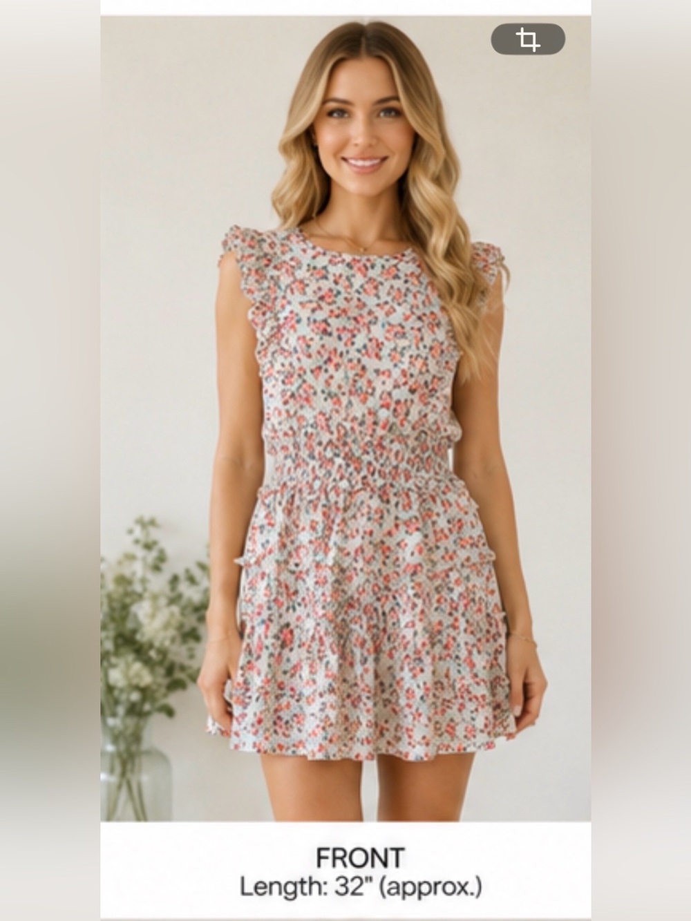 Storia White Mini Dress with Pink Floral